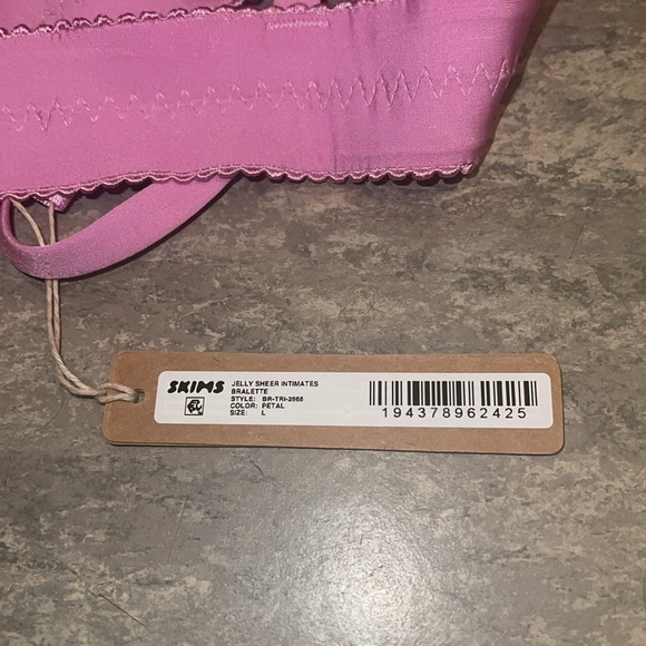 SKIMS Intimate Jelly Sheer Pink Heart Rhinestone Bralette Lingerie Top NWT - Picture 5 of 5